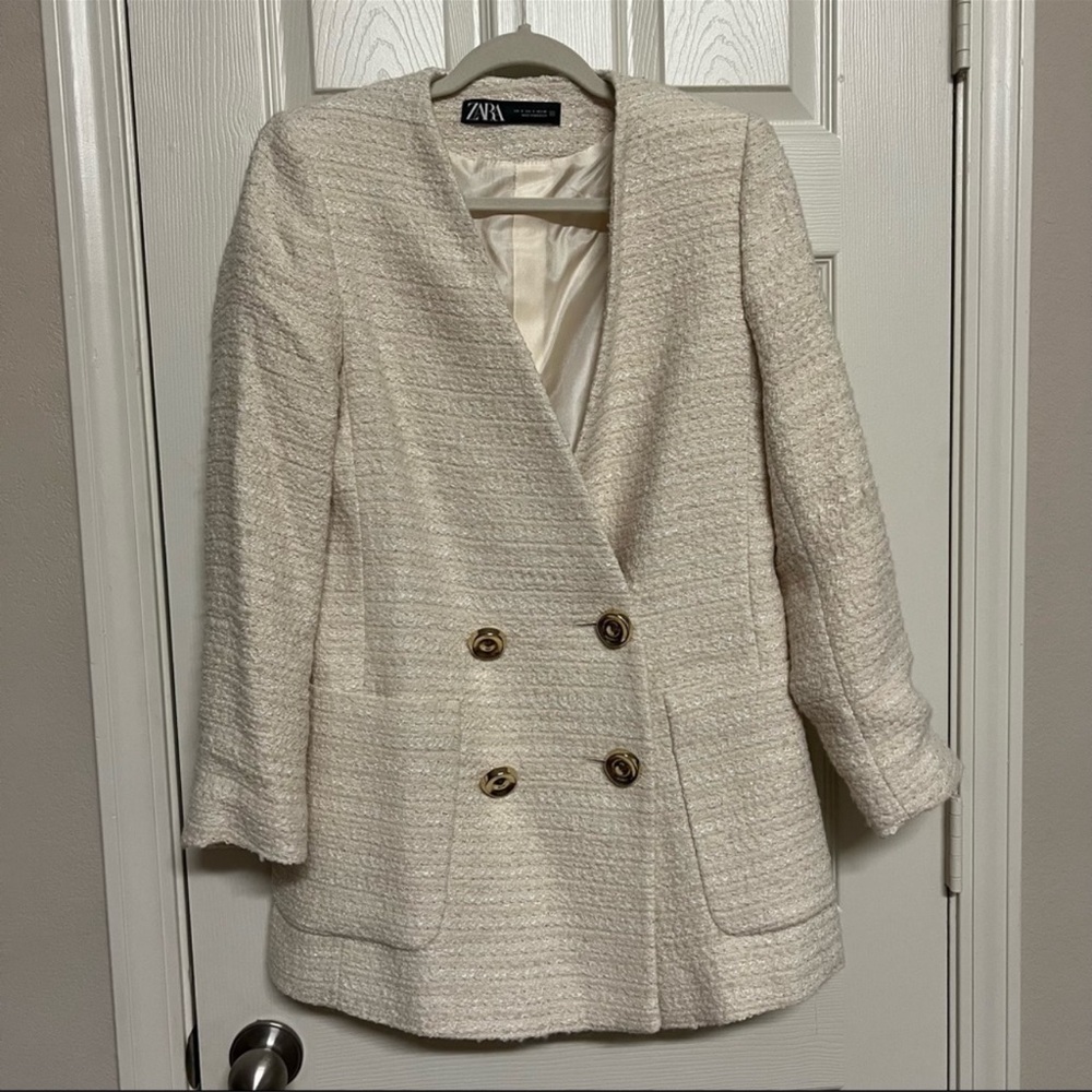 ZARA Textured Double-breasted Coat Size S